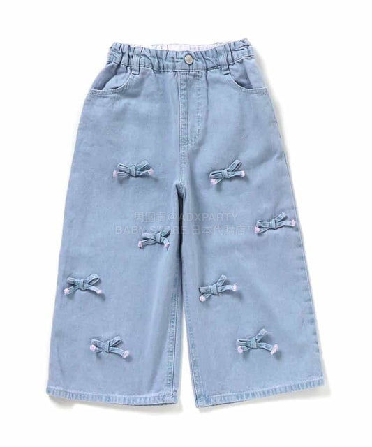 日本童裝 BREEZE 蝴蝶結牛仔長褲 80-140cm 女童款 冬季 PANTS