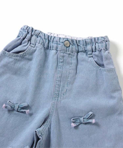 日本童裝 BREEZE 蝴蝶結牛仔長褲 80-140cm 女童款 冬季 PANTS