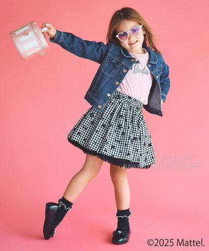 日本童裝 aF#a325 x Barbie 七分紗袖蝴蝶結上衣 110-150cm 女童款 秋季 TOPS