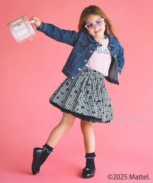 日本童裝 aF#a325 x Barbie 七分紗袖蝴蝶結上衣 110-150cm 女童款 秋季 TOPS