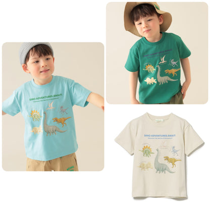 Japanese children's clothing BEAMS mini dinosaur print top 90-150cm boys' summer TOPS 