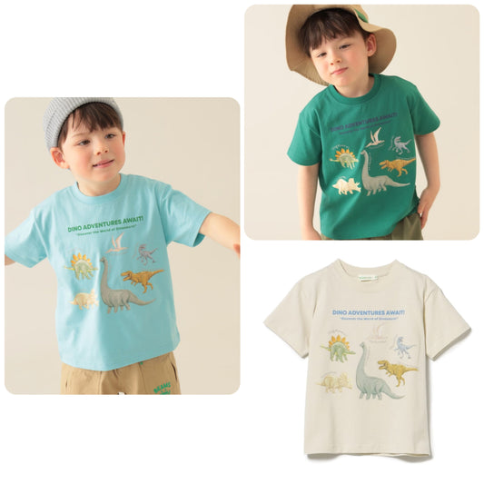 Japanese children's clothing BEAMS mini dinosaur print top 90-150cm boys' summer TOPS 