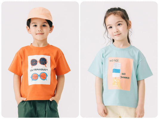 Japanese children's clothing B:MING by BEAMS printed tops 100-140cm boys/girls summer TOPS 