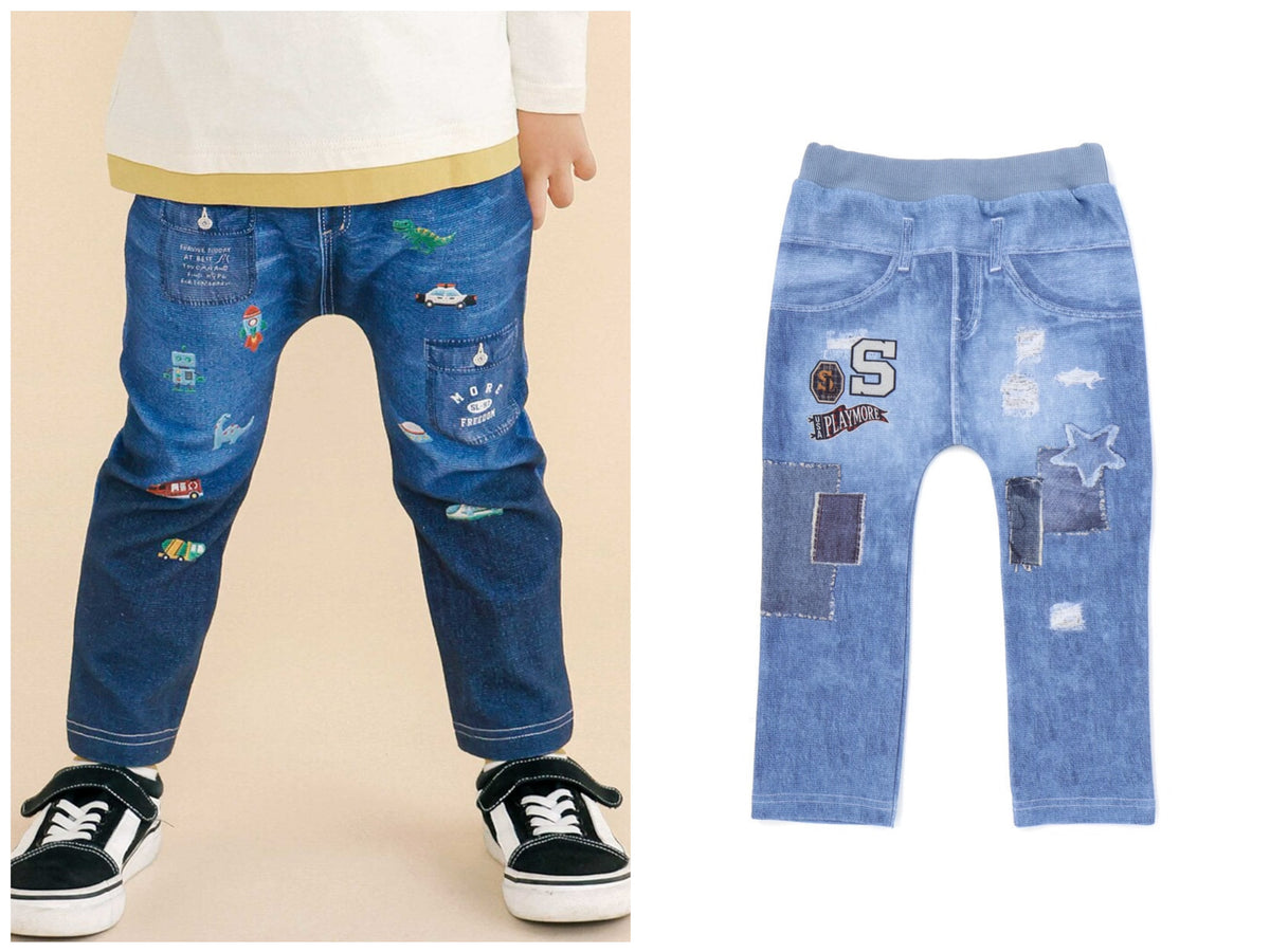 日本童裝  SLAP SLIP 印花彈力長褲 80-120cm 男童款 秋季 PANTS