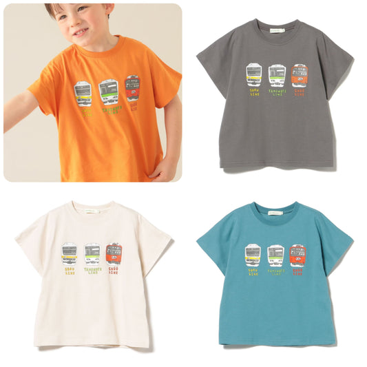 Japanese Kids' BEAMS mini JR Sobu Line, Yamanote Line, and Chuo Line Train Tops 90-150cm Boys' Summer TOPS Railway Series 