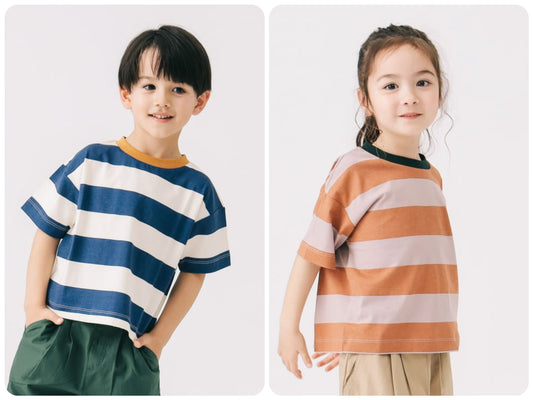 B:MING by BEAMS Japanese children's clothing striped top 100-140cm boys/girls summer TOPS 