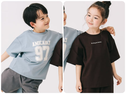 Japanese children's clothing B:MING by BEAMS 2Way two-piece digital print top (100-140cm) for boys and girls summer TOPS 