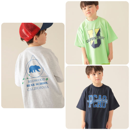 Japanese children's clothing BEAMS mini printed top 90-150cm boys' summer TOPS 