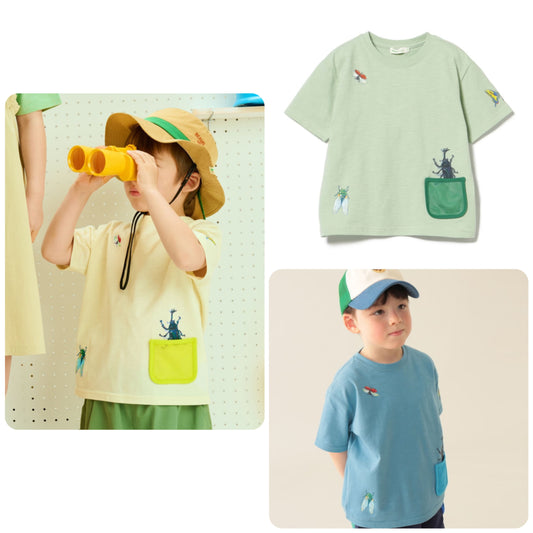 Japanese children's clothing BEAMS mini insect pattern top 90-130cm boys' summer TOPS 