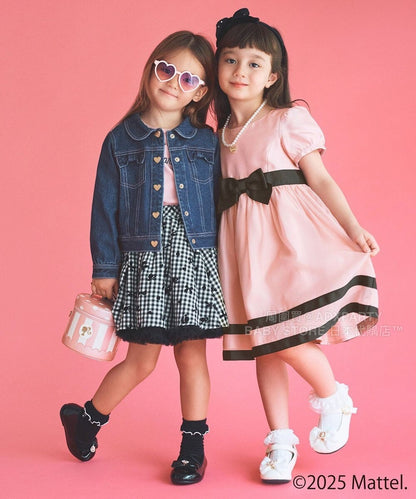 日本童裝 aF#a325 x Barbie 七分紗袖蝴蝶結上衣 110-150cm 女童款 秋季 TOPS