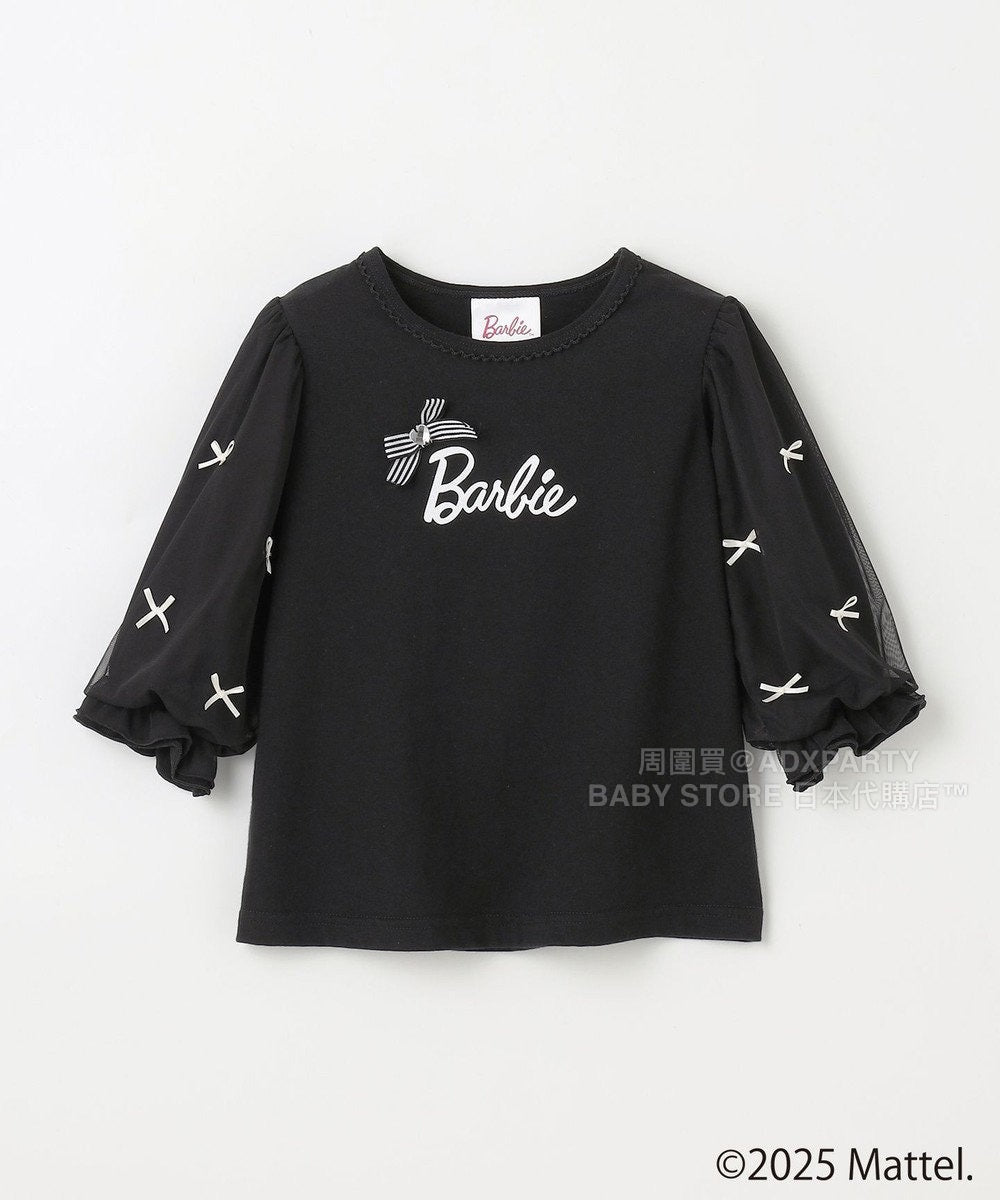 日本童裝 aF#a325 x Barbie 七分紗袖蝴蝶結上衣 110-150cm 女童款 秋季 TOPS