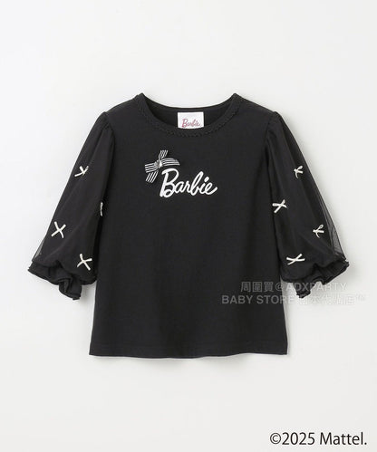 日本童裝 aF#a325 x Barbie 七分紗袖蝴蝶結上衣 110-150cm 女童款 秋季 TOPS