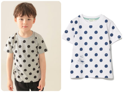 Japanese children's clothing BEAMS mini polka dot top 90-150cm girls summer TOPS 