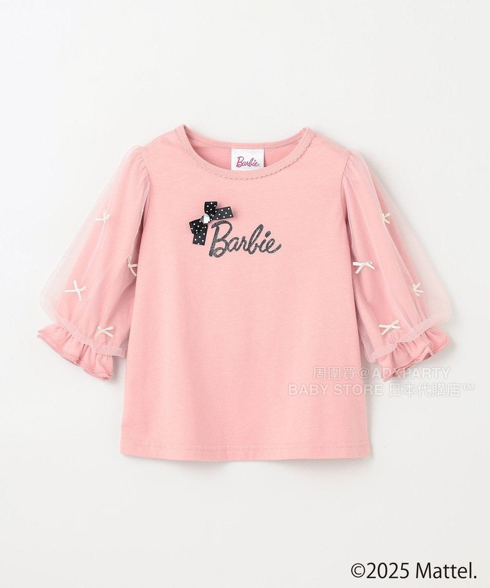 日本童裝 aF#a325 x Barbie 七分紗袖蝴蝶結上衣 110-150cm 女童款 秋季 TOPS