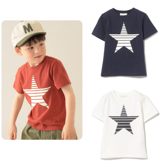 Japanese children's clothing BEAMS mini star pattern top 90-150cm boys' summer TOPS 