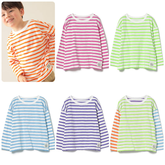 Japanese children's clothing BEAMS mini striped top 90-150cm boys/girls summer TOPS 