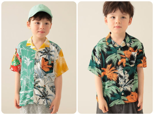 Japanese children's clothing BEAMS mini vacation style shirt 90-150cm boys' summer TOPS 