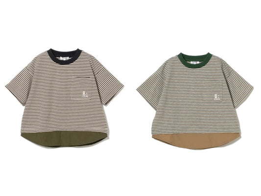 Japanese children's clothing B:MING by BEAMS striped top 100-140cm boys' summer TOPS 