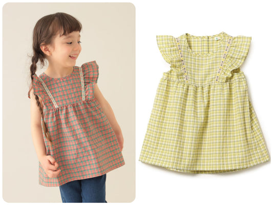 Japanese children's clothing BEAMS mini small flying sleeve top 90-150cm girls summer TOPS 