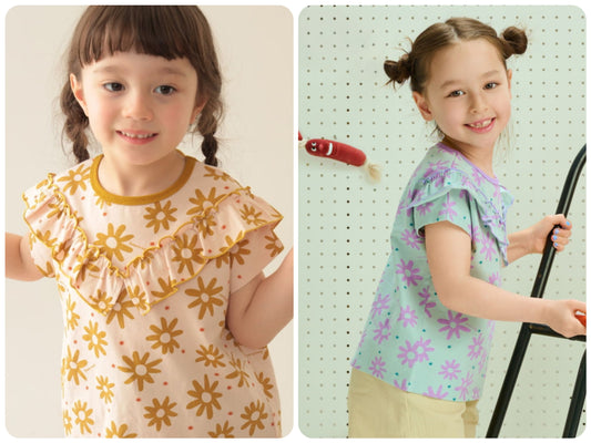 Japanese children's clothing BEAMS mini floral top 90-150cm girls summer TOPS 