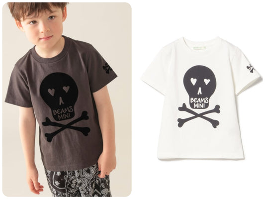 Japanese children's clothing BEAMS mini skull top 90-150cm boys' summer TOPS 