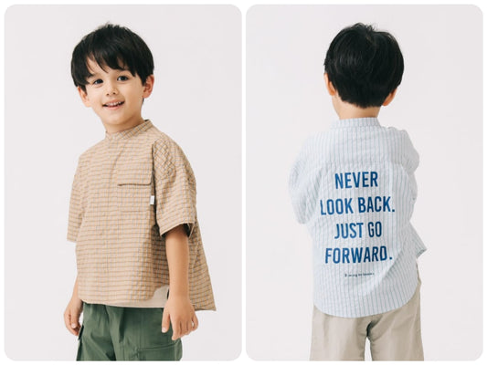 Japanese children's clothing B:MING by BEAMS checkered shirt 100-140cm boys' summer TOPS 