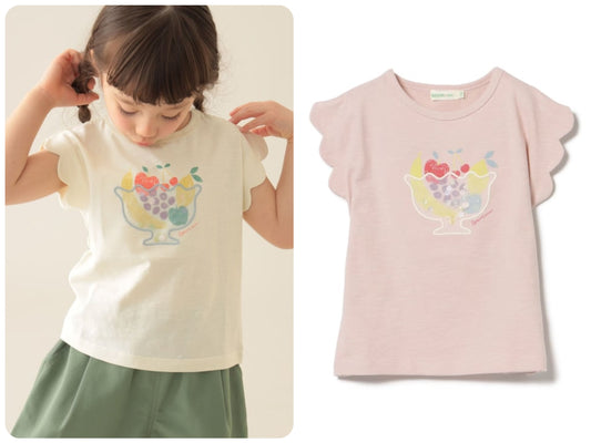Japanese children's clothing BEAMS mini cute tops 90-150cm girls summer TOPS 