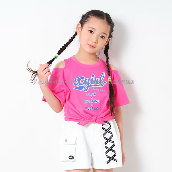 日本童裝 X-girl 綁帶短款上衣 90-140cm 女童款 夏季 TOPS