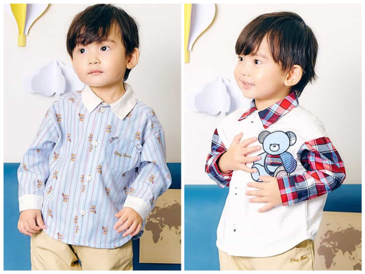 日本童裝 apres les cours x tiny bear 襯衫 80-120cm 男童款 初生嬰兒 秋季 TOPS