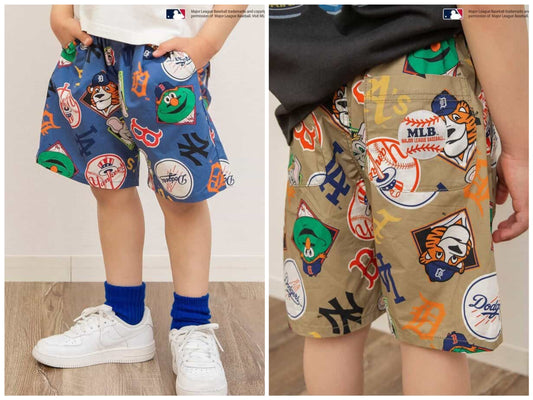Japanese children's clothing BREEZE x MLB print shorts 80-140cm boys' summer PANTS 