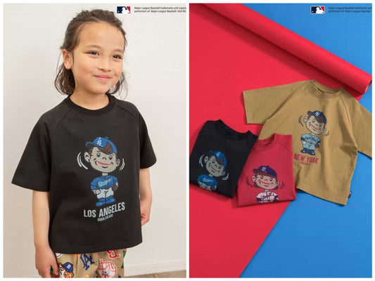 Japanese children's clothing BREEZE x MLB printed top 80-140cm boys' summer TOPS 