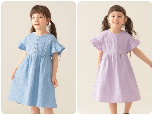 Japanese children's clothing BEAMS mini hollow dress 90-150cm girls summer dresses 