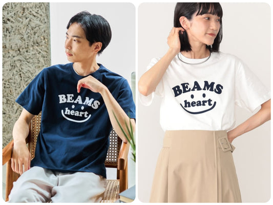Japanese children's clothing BEAMS HEART parent-child short-sleeved tops S-XL adult summer TOPS 