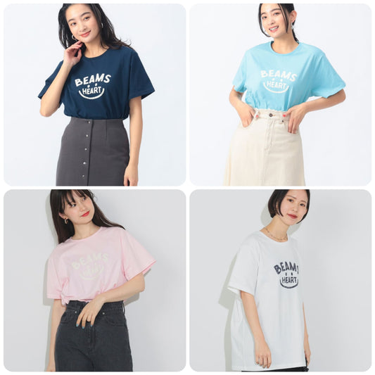 Japanese children's clothing BEAMS HEART parent-child short-sleeved top ML adult summer TOPS 