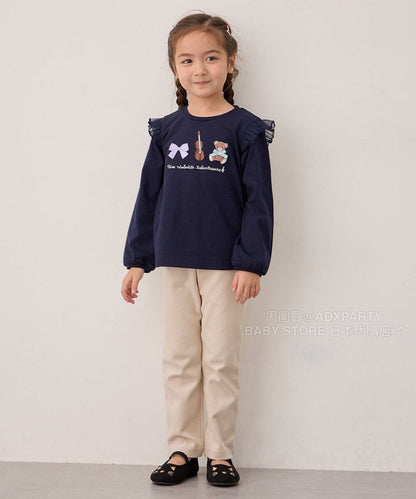 日本童裝 aF#a325 刺繡圖案上衣 100-150cm 女童款 秋季 TOPS