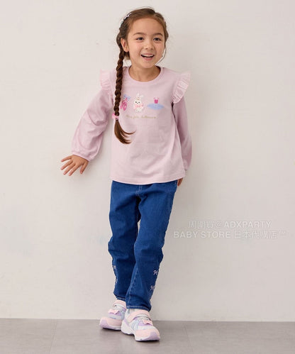 日本童裝 aF#a325 刺繡圖案上衣 100-150cm 女童款 秋季 TOPS