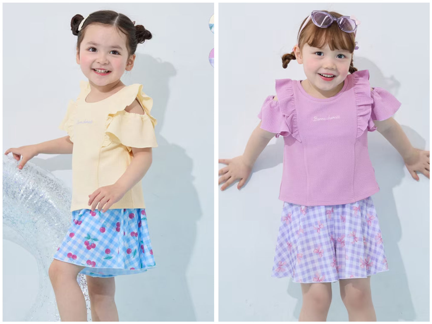 日本童裝 aF#a325 防UV 泳衣兩件套裝 100-140cm 女童款 夏季 夏日玩水泳衣特輯