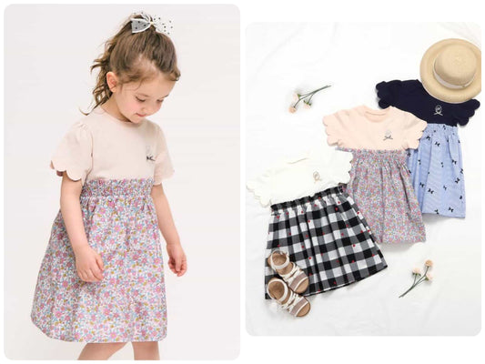 Japanese children's clothing apres les cours patchwork dress 80-140cm girls summer dresses 