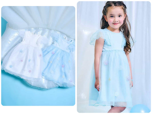 Japanese children's clothing apres les cours Shellmotif shell star mesh dress 80-140cm girls summer dresses 