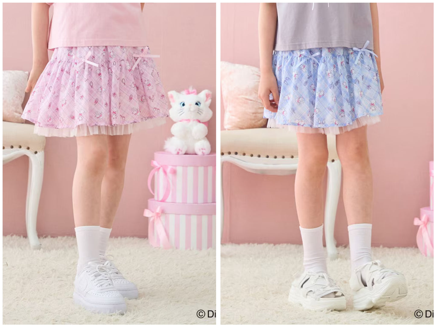 日本童裝 aF#a325 x Disney Marie 格子短裙 110-160cm 女童款 夏季 SKIRTS