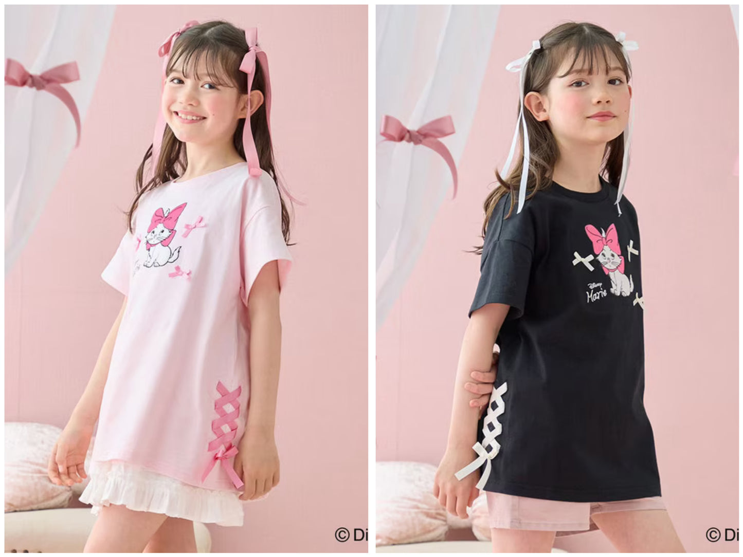 日本童裝 aF#a325 x Disney Marie 繫帶超大短袖上衣 110-160cm 女童款 夏季 TOPS DRESSES