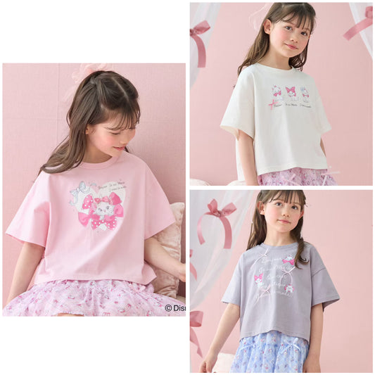 日本童裝 aF#a325 x Disney Marie 印花短袖上衣 110-160cm 女童款 夏季 TOPS