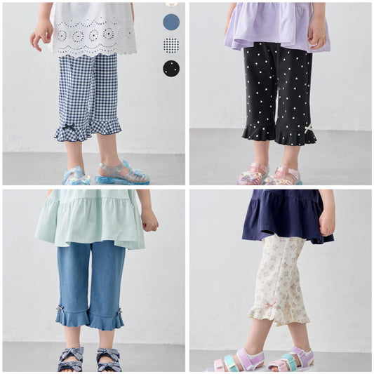 日本童裝 aF#a325 接觸冷感 花邊七分褲 90-140cm 女童款 夏季 PANTS