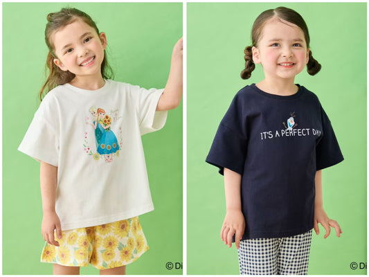 日本童裝 aF#a325 x Disney FROZEN 接觸冷感 印花上衣 90-140cm 女童款 夏季 TOPS