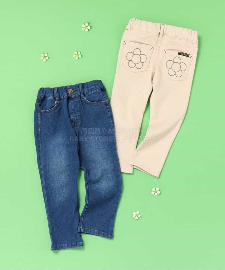 日本童裝 BREEZE 花花刺繡口袋牛仔褲 80-140cm 女童款 冬季 PANTS