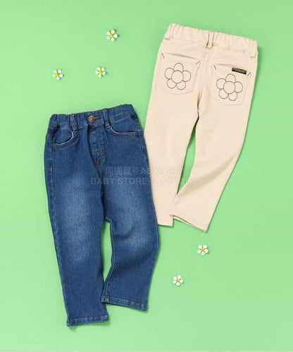 日本童裝 BREEZE 花花刺繡口袋牛仔褲 80-140cm 女童款 冬季 PANTS