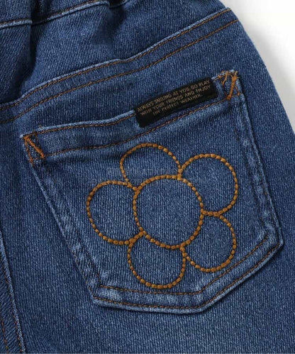 日本童裝 BREEZE 花花刺繡口袋牛仔褲 80-140cm 女童款 冬季 PANTS