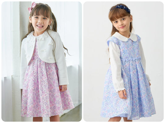 Japanese children's clothing aF#a325 printed lace dress 110-130cm girls summer dresses for interviews/banquets/performances 