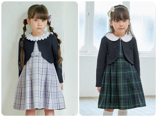 Japanese children's clothing aF#a325 checkered vest dress 110-130cm girls summer dresses for interviews/banquets/performances 