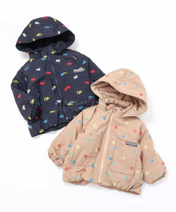 日本童裝 BREEZE 刺繡圖案夾棉外套 90-130cm 男童款 冬季(適合香港平均溫度、寒冷天氣、溫度低天氣）OUTERWEAR